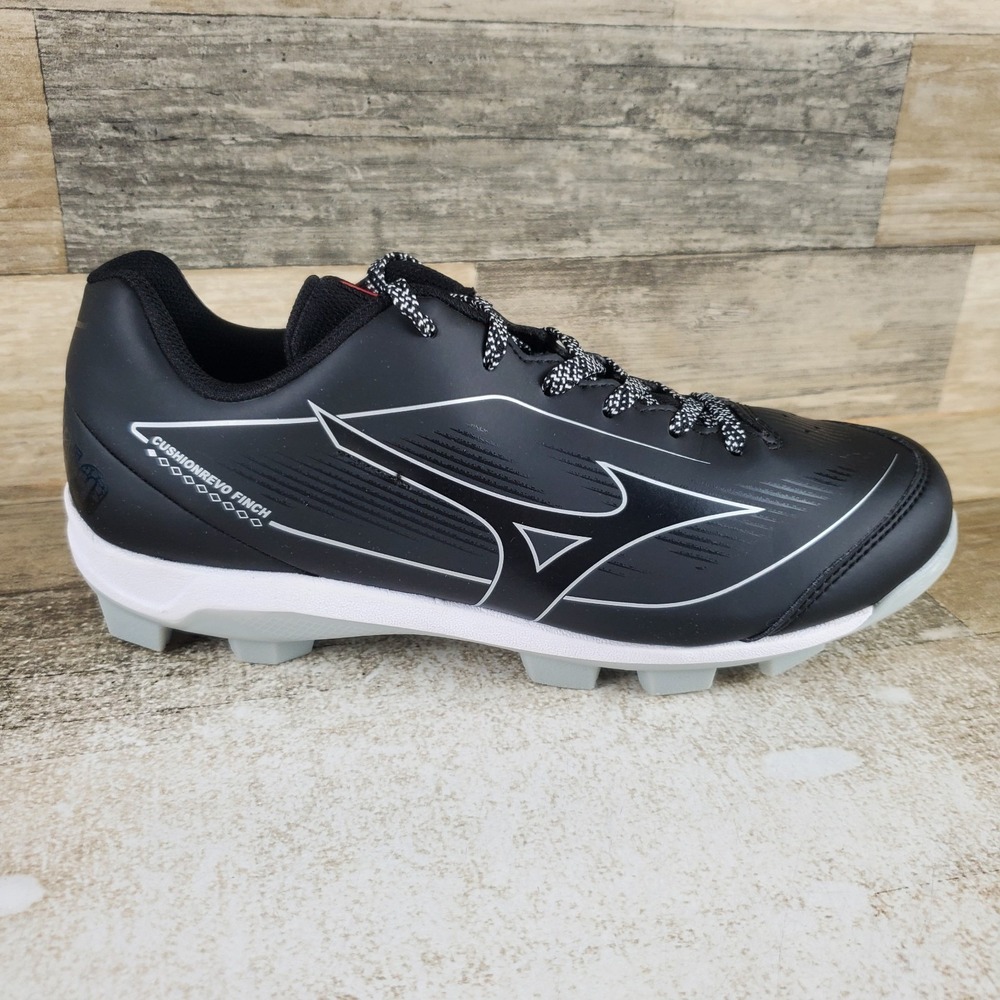 Mizuno Cushionrevo Diamond Turf Mens Baseball Shoes Sz 8 Black Leather Sneakers